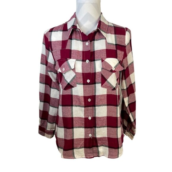 Ellison Long Sleeve Plaid Button Down Urban Outfitters Small Red White - Picture 1 of 6